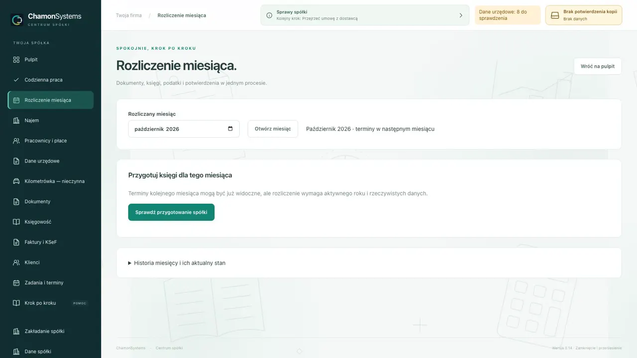 Rozliczenie miesiąca w Centrum spółki