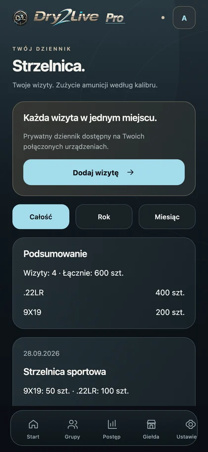 Dry2Live — dziennik strzelnicy