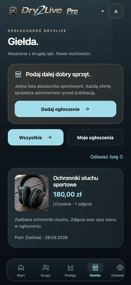 Dry2Live — giełda akcesoriów sportowych