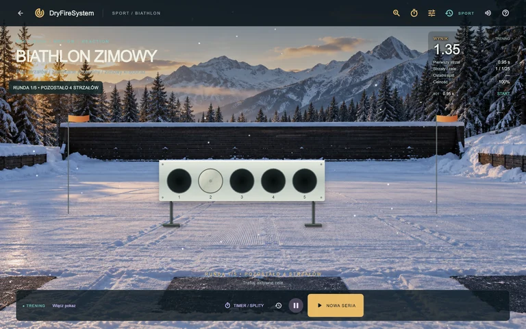 DryFireSystem — Biathlon zimowy, widok sceny treningowej