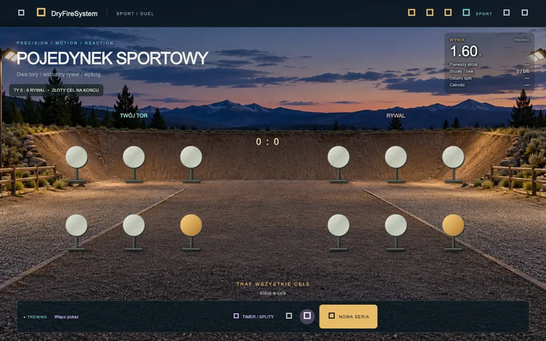 DryFireSystem — Pojedynek sportowy, widok sceny treningowej