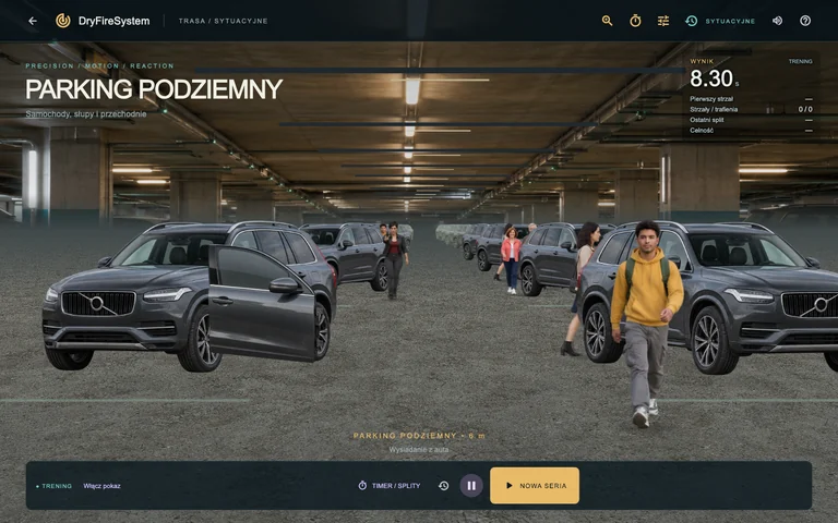 DryFireSystem — Parking podziemny, widok sceny treningowej