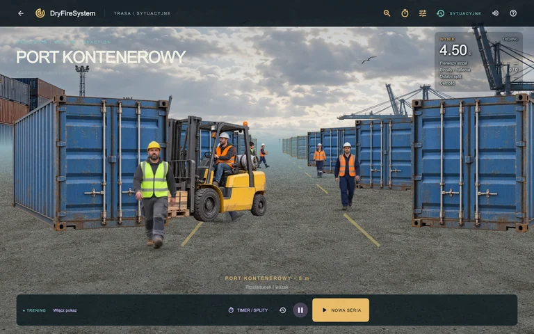 DryFireSystem — Port kontenerowy, widok sceny treningowej