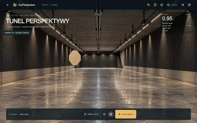 DryFireSystem — Tunel perspektywy, widok sceny treningowej