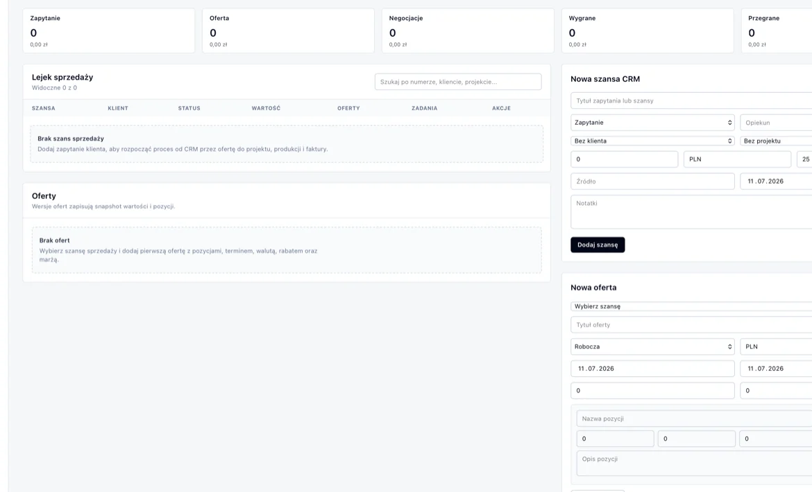 CRM i oferty w ProdForge
