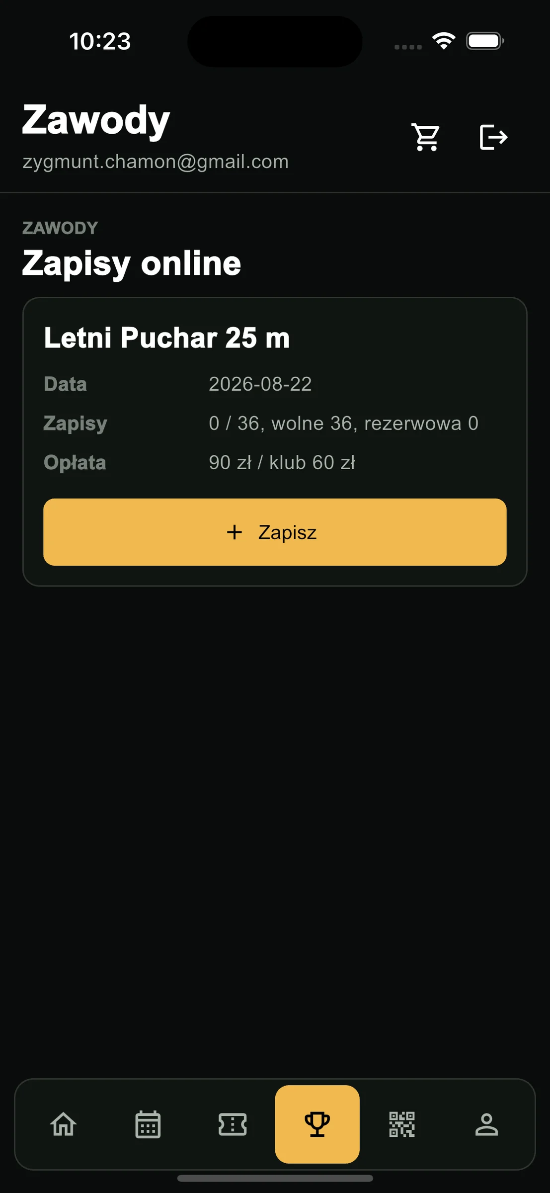 Aplikacja mobilna RangeBook z zapisami na zawody