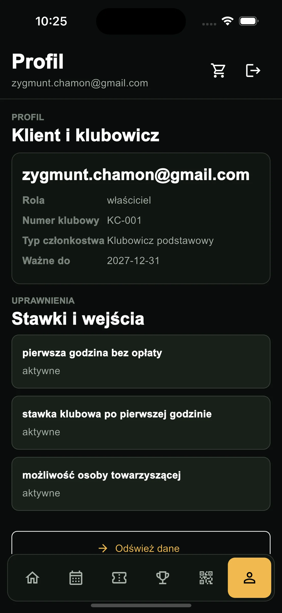 Aplikacja mobilna RangeBook z profilem klubowicza
