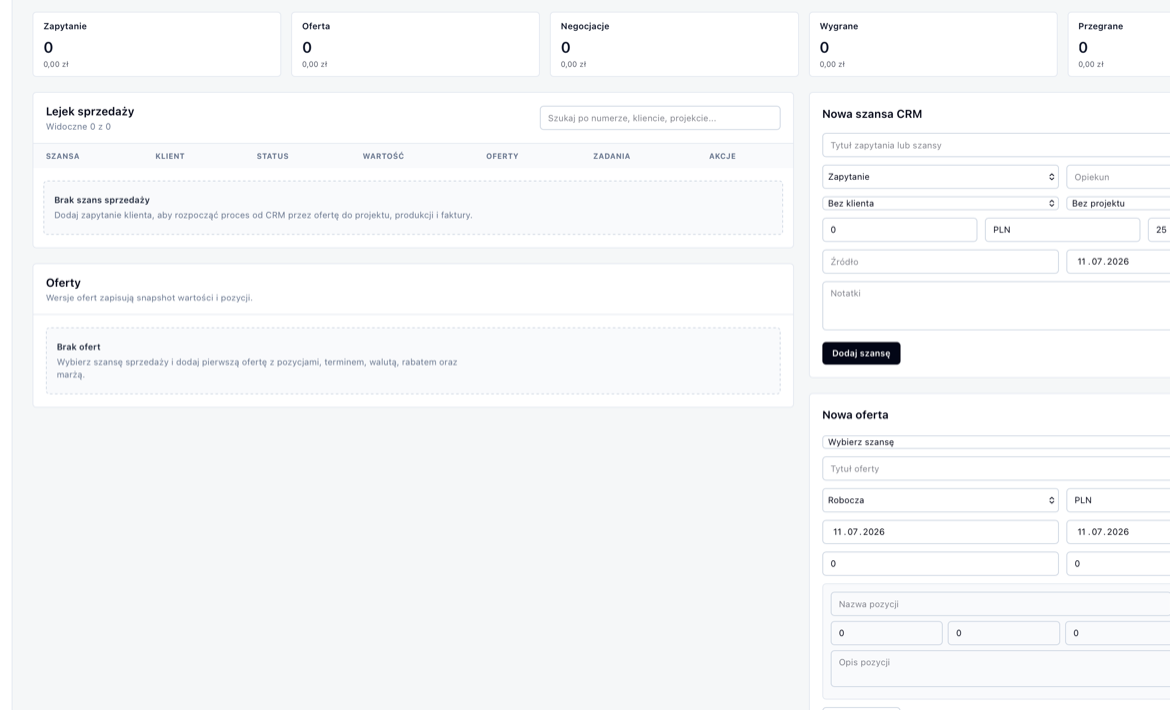 CRM i oferty w ProdForge