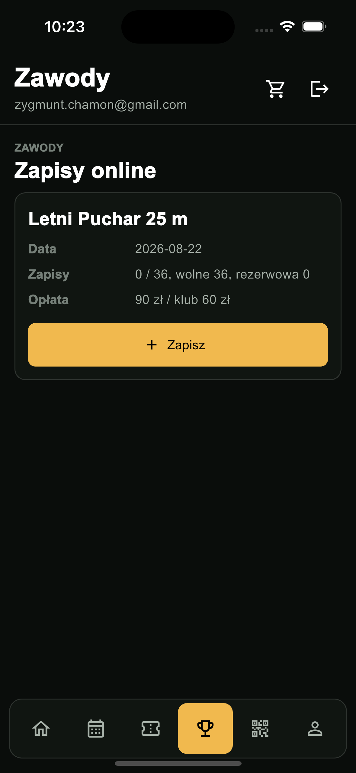 Aplikacja mobilna RangeBook z zapisami na zawody