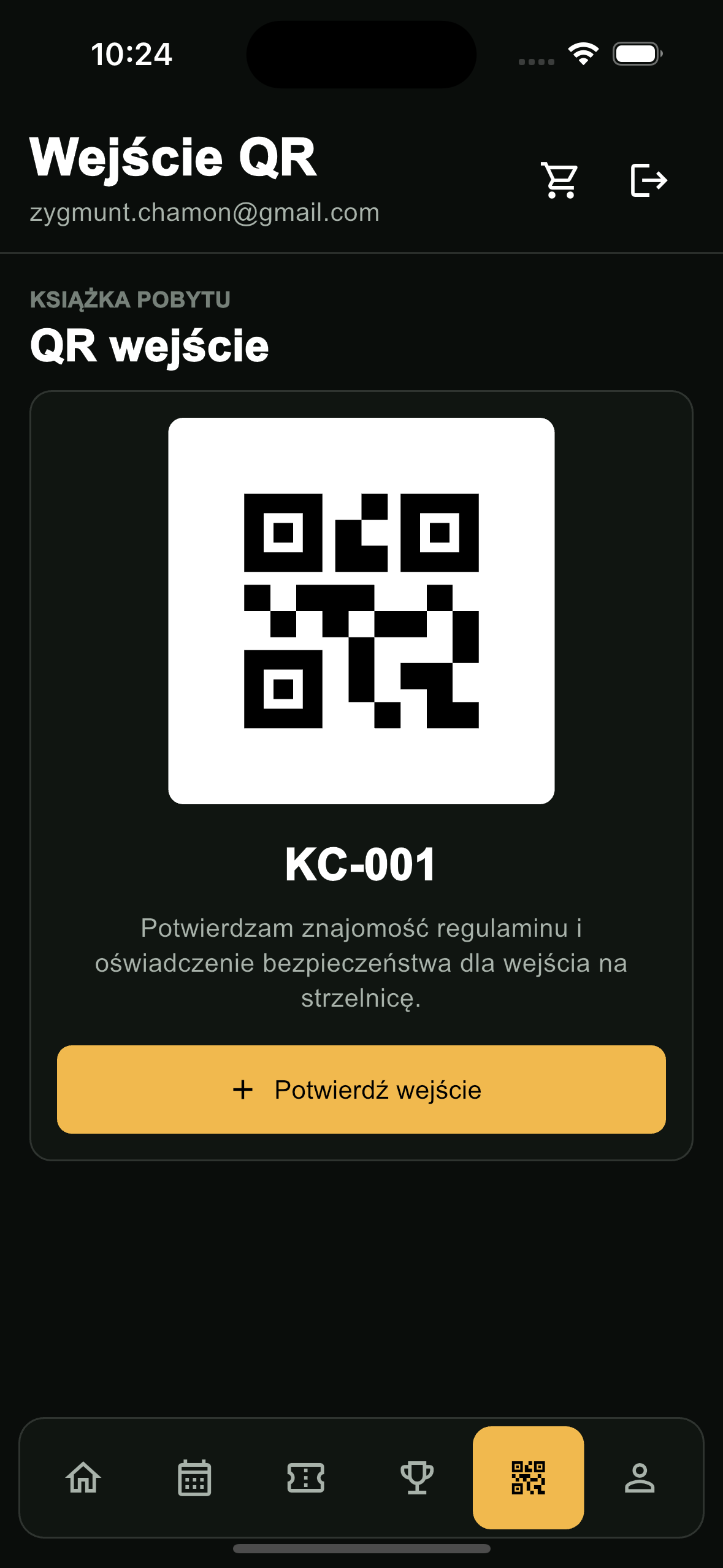 Aplikacja mobilna RangeBook z QR check-in i oświadczeniem