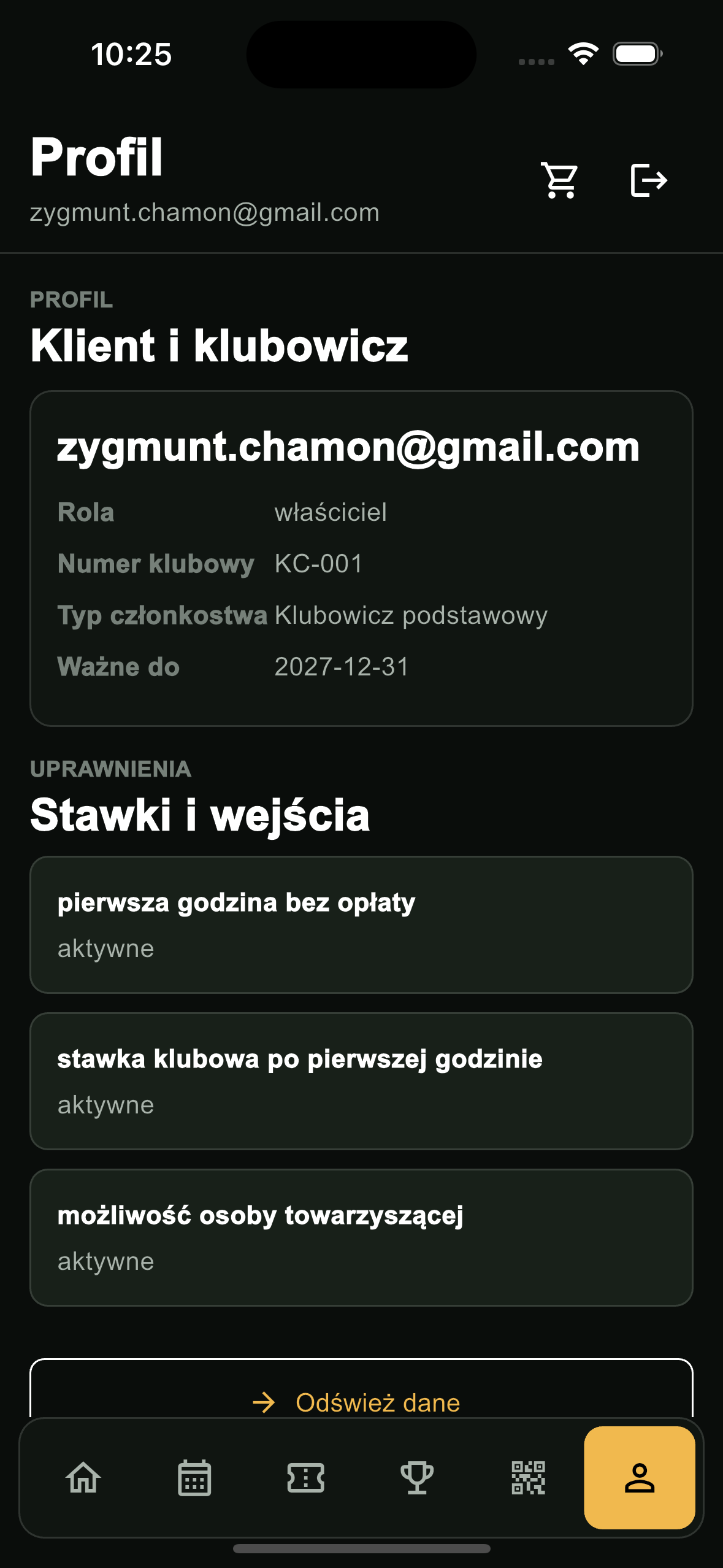 Aplikacja mobilna RangeBook z profilem klubowicza