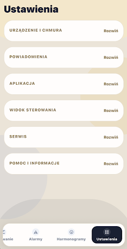 Widok harmonogramów w aplikacji SMARTHeat